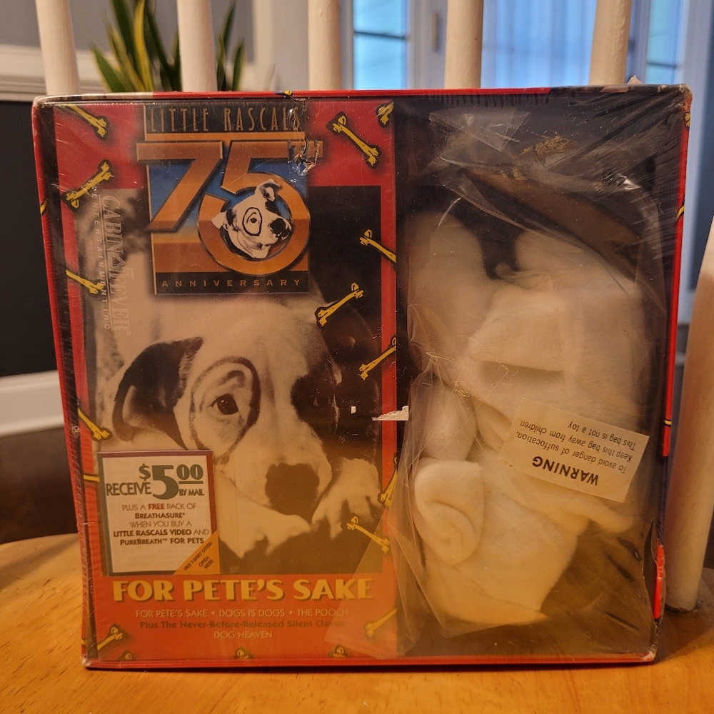 Little Rascals 75th Anniversary For Pete's Sake Gift Set w/ Plush Bean VHS NEW